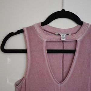 Dusty Pink Cutout Casual Sleeveless Dress